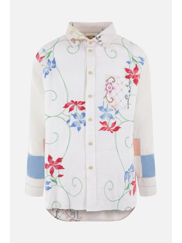 Embroidery Detail Linen Shirt