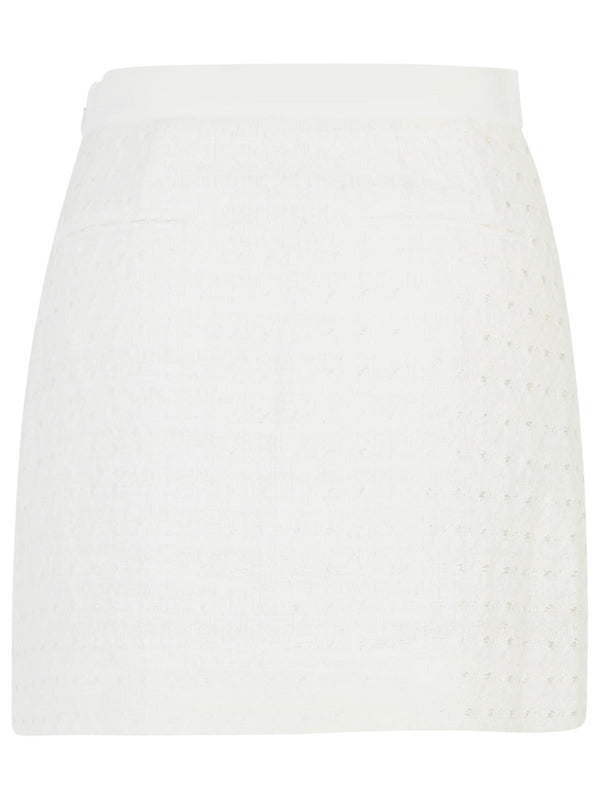 Waist Banding Cotton Blend Mini Skirt