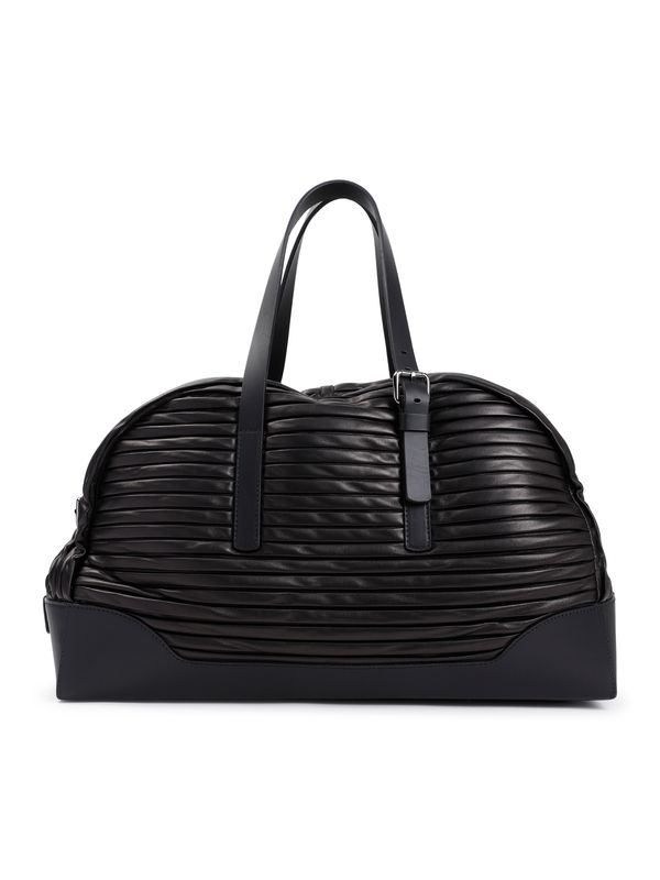 Pleats Detail Lambskin Boston Bag