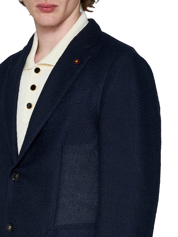 Appliqué Cotton Linen Tailored Jacket