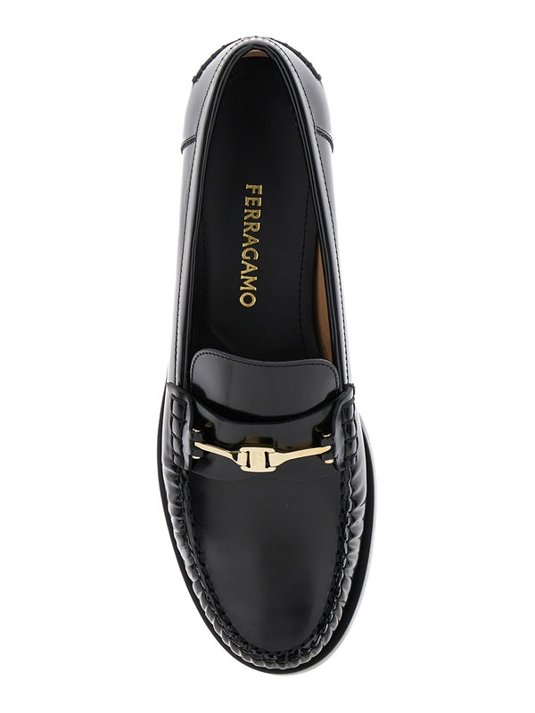 'Harry' Slip-On Loafer with Chain Detail in Leather Woman Loafers