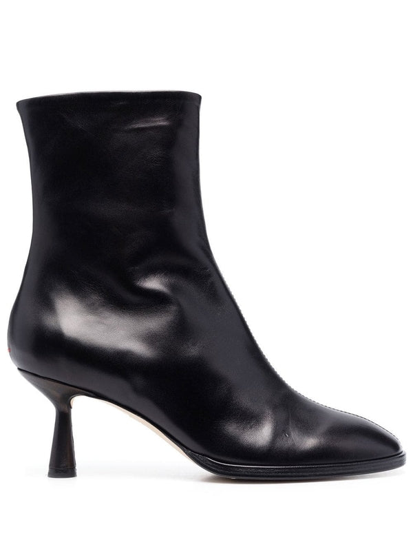 Black Leather Ankle Boots Heels