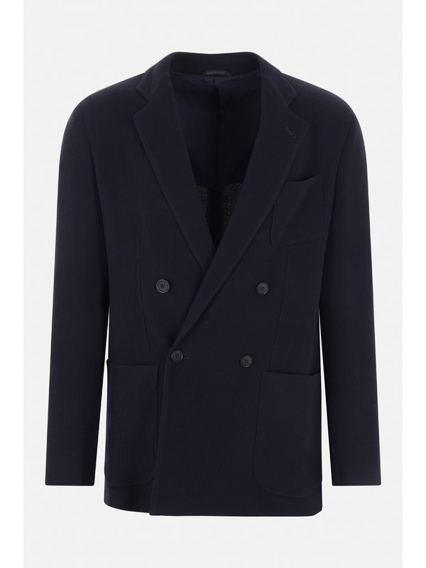 Wool Blend Double-Breasted Tailored Jacket