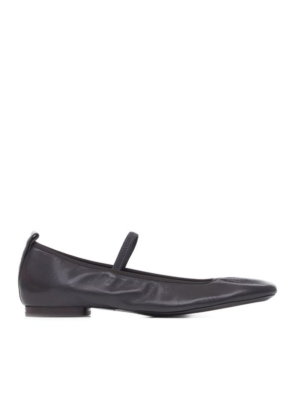 Square Toe Leather Mary Jane Ballerina Flat