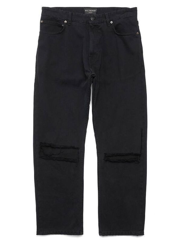 Tapered Fit Distressed Denim Pants