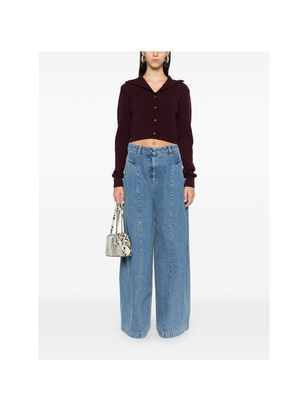 Wide Cotton Denim Pants