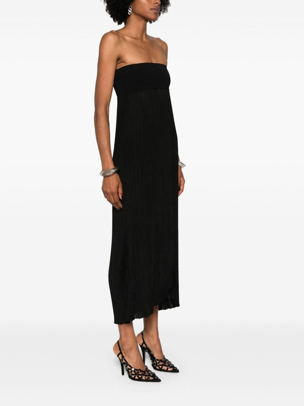 Tube Top Pleated Midi Dress