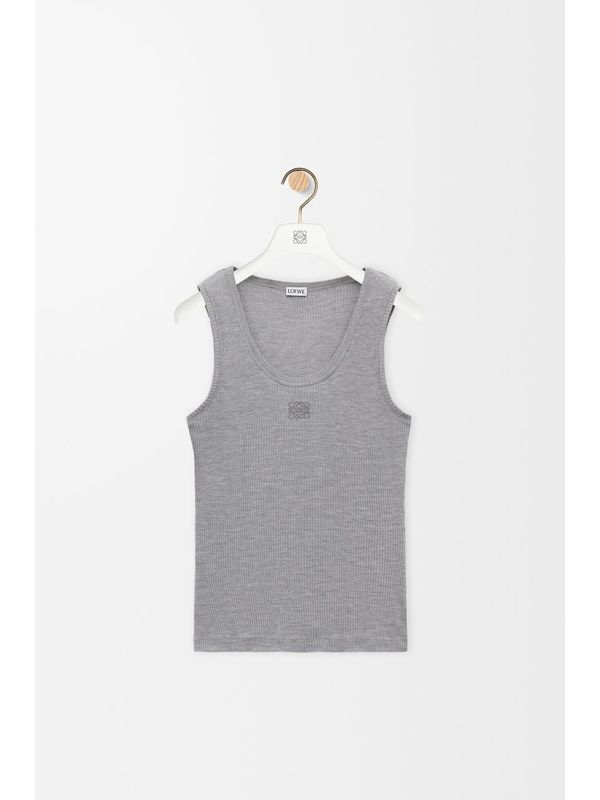 Anagram Logo Ribbed Silk Tank Top