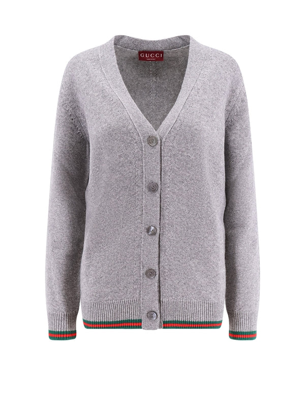 Web Detail Wool Cashmere Cardigan