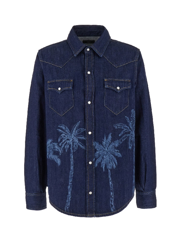 Graphic Printing Denim Shirt