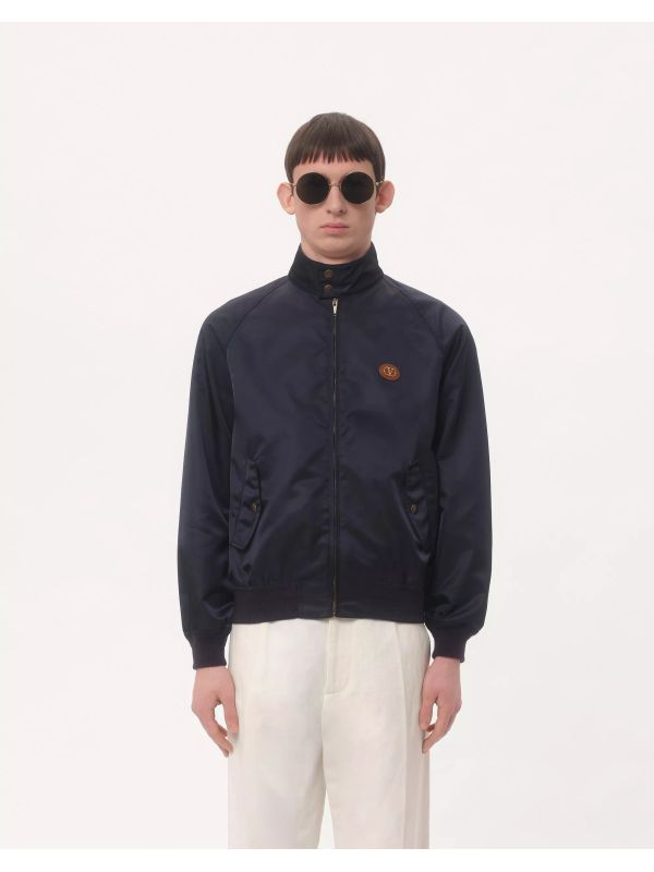 V Logo Patch Nylon Zip-up Jacket