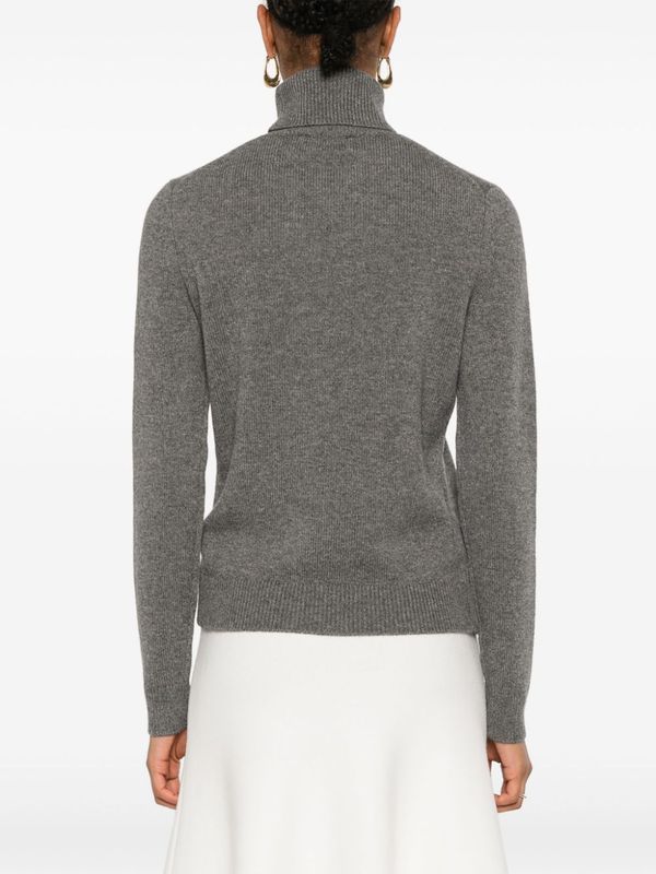 High Neck Rib Cashmere Knit