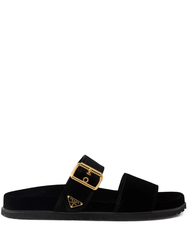 Triangle Logo Velvet Slides