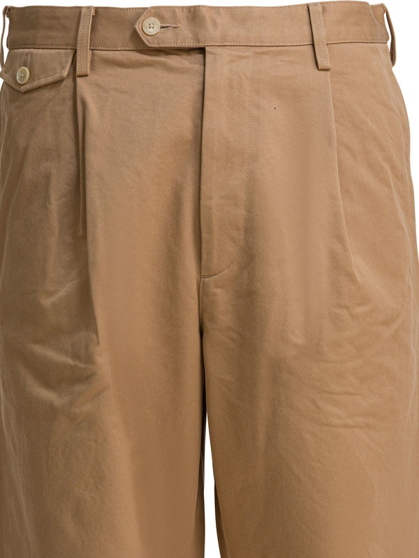 Auralee Washed Finx One Tuck Brown Chino Pants
