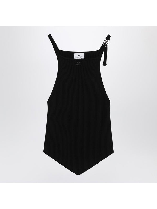 Logo Patch Ribbed Sleeveless Top