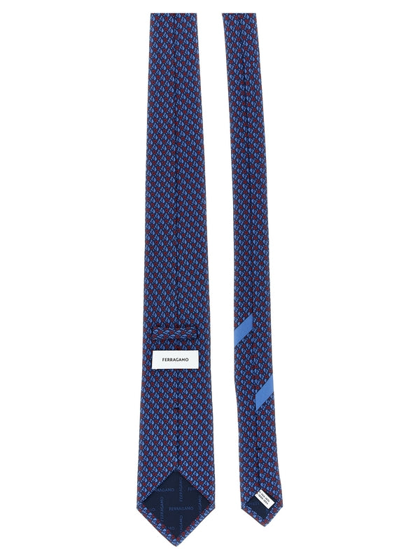 Gancini Pattern Silk Tie