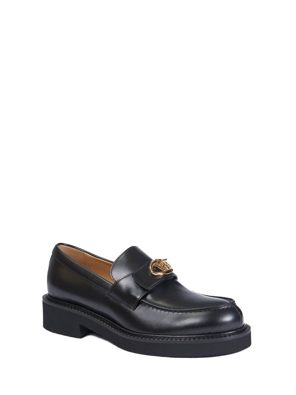 V Logo Leather Loafers