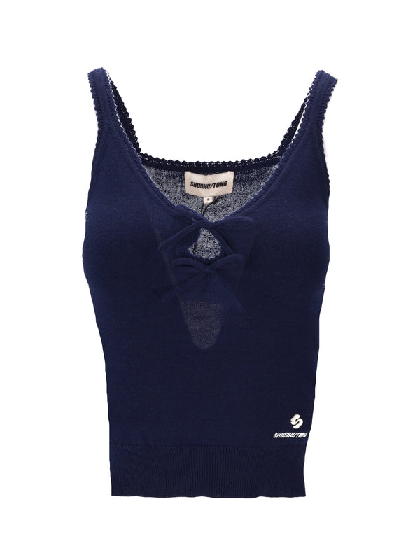 Bow Crochet Sleeveless Knit