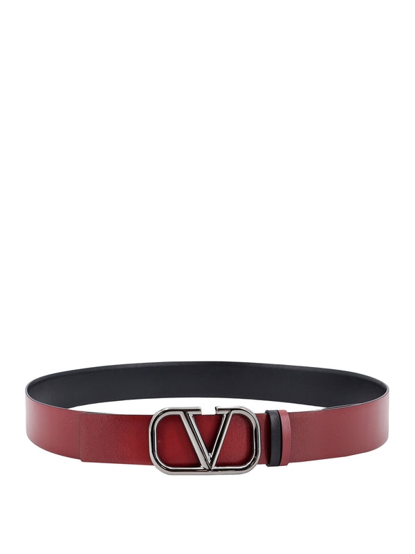 V Logo Reversible Leather Belt