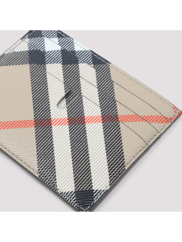 Burberry Beige Checked Card Holders
