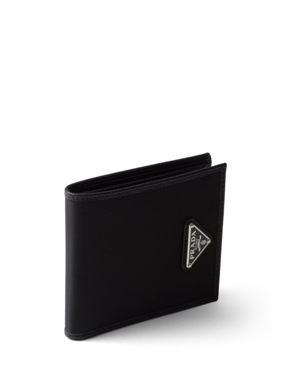 Triangular Logo Saffiano Leather Bifold Wallet