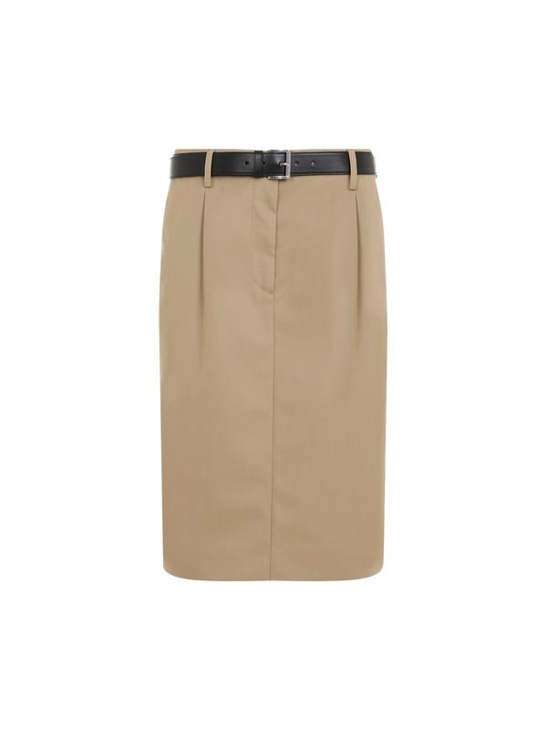 ベルトレイヤードコットンミディスカート