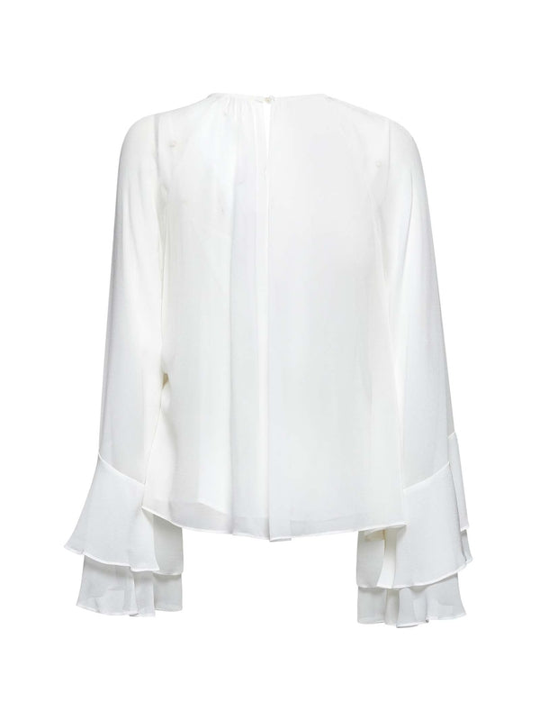 Zeo White Silk Blouse