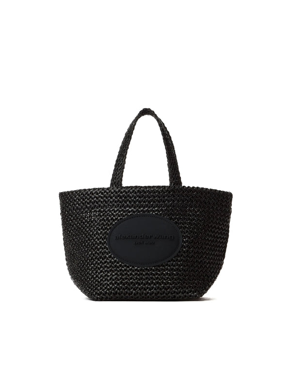 Logo Patch Raffia Small Tote
  Bag
