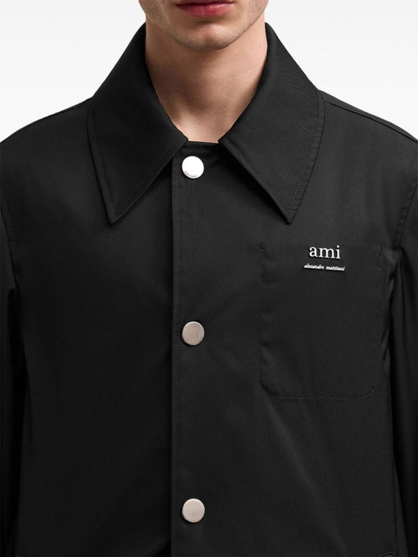 Logo Print Nylon Cotton Coat