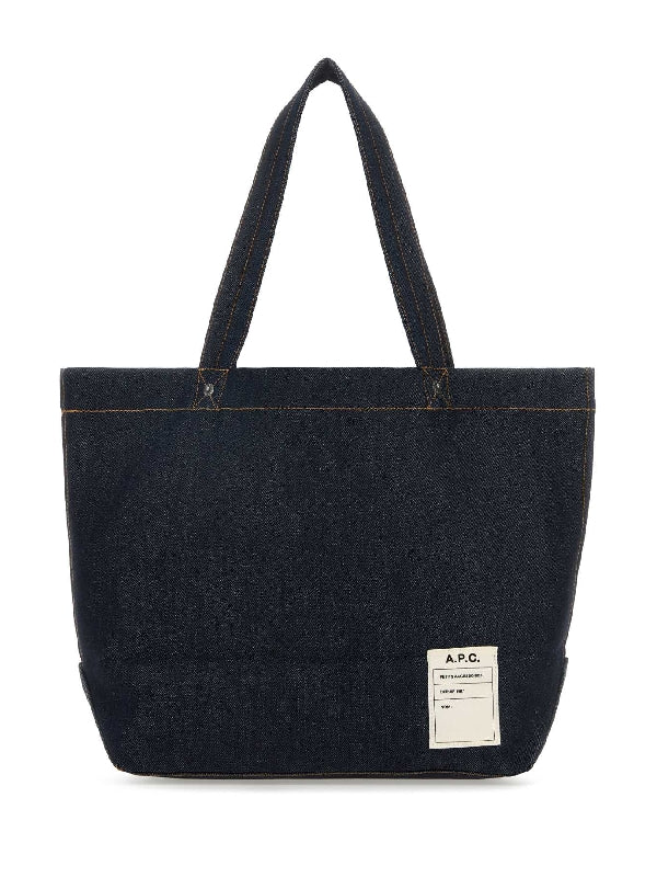 Thais Logo Pocket Denim Tote Bag