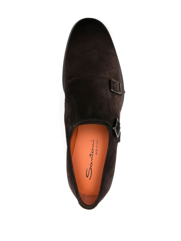 Double Buckle Suede Monk Strap Shoes