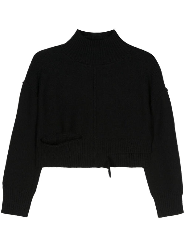 Distress Cut-out Crop Knit