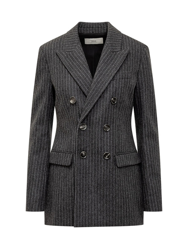 Striped Wool Double Blazer