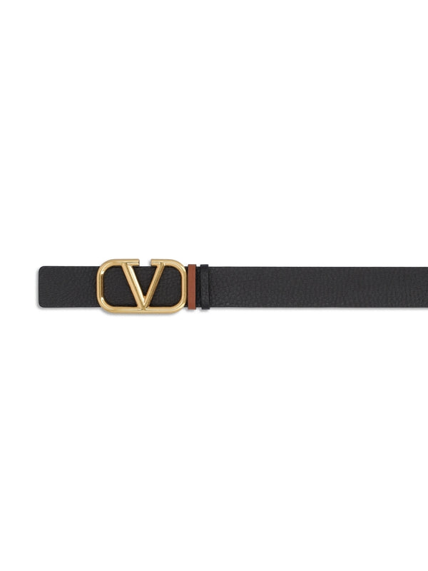 V Logo Reversible Leather Belt