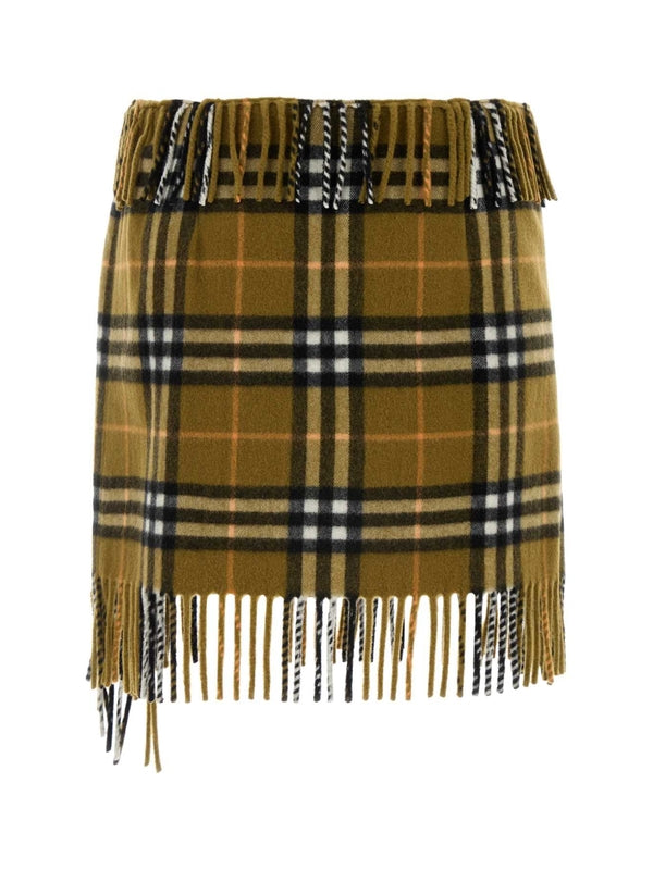 Wool Cashmere Fringe Skirt