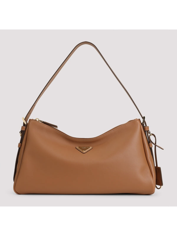 Aimee Triangle Logo Calfskin Shoulder Bag
