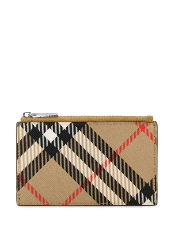 Check Pattern Zipper Card Case