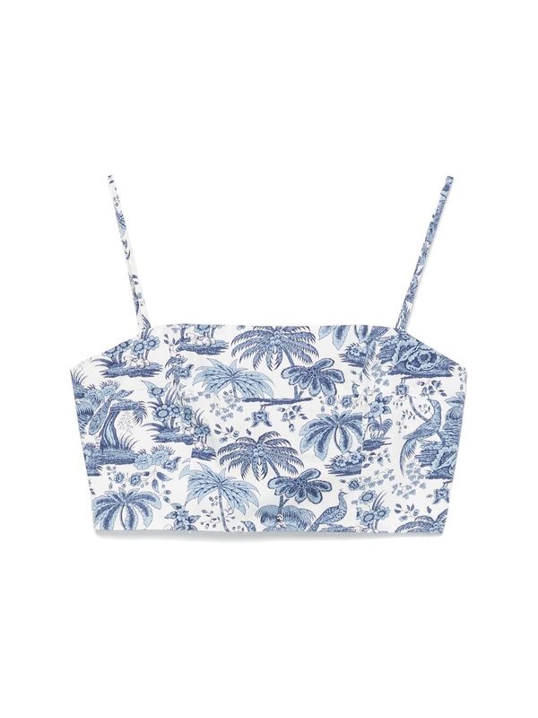 Botanical Print Cotton Bustier Top