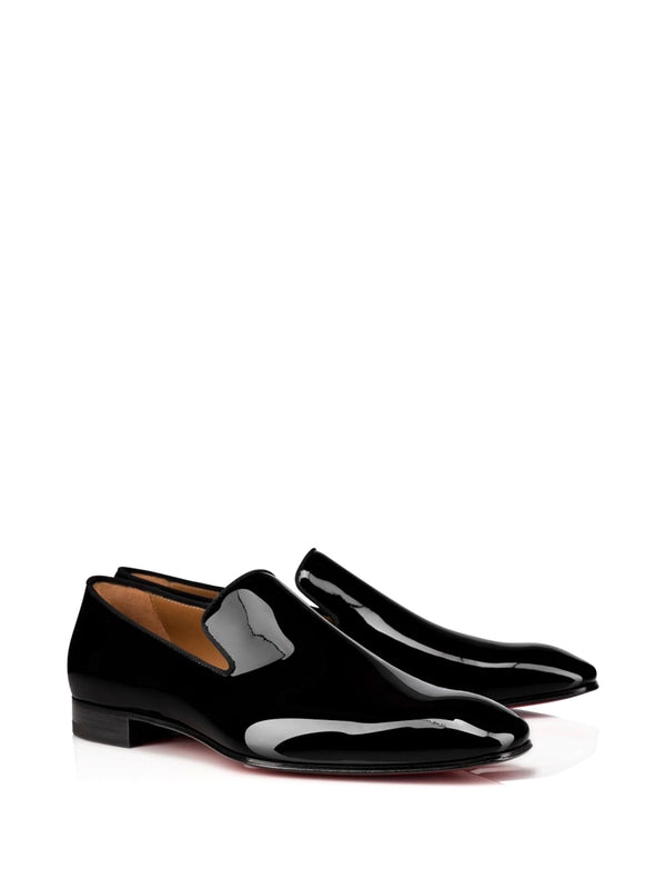 black leather loafers