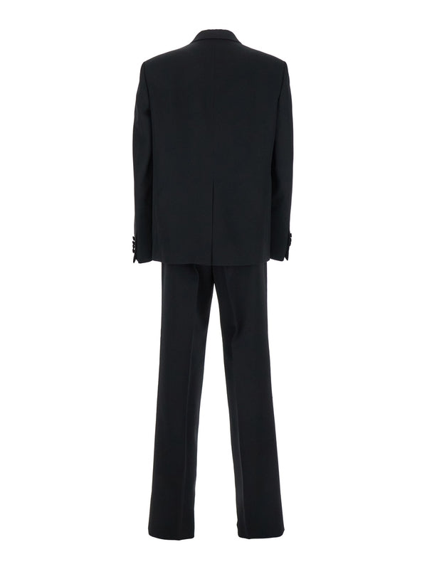 Black Double-Breasted Suit with G Detail in Wool Man Suits