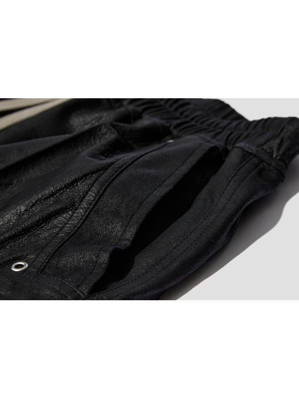 Bela Drawstring Leather Cargo Shorts