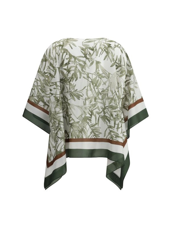 Jacquard Detail Silk Blouse