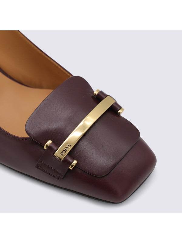 Tod'S Burgundy Slingback Heels