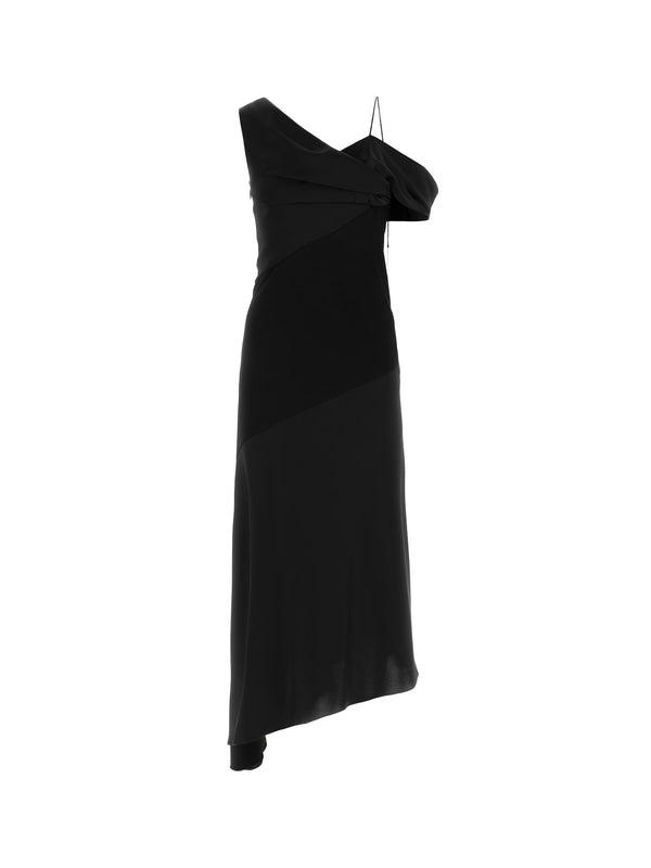Anagram Ornament Asymmetric Draped Dress