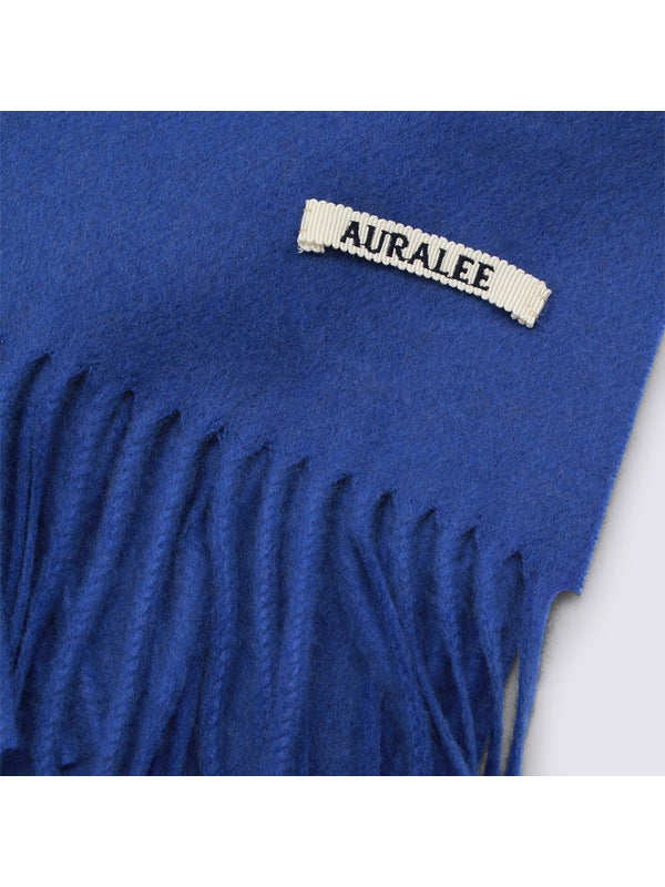 Auralee Blue Wool Mufflers