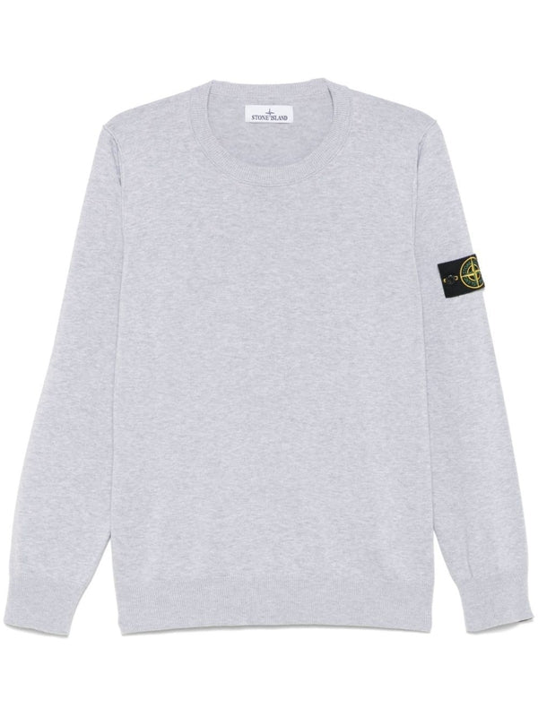 Woven Patch Crewneck Cotton Knit