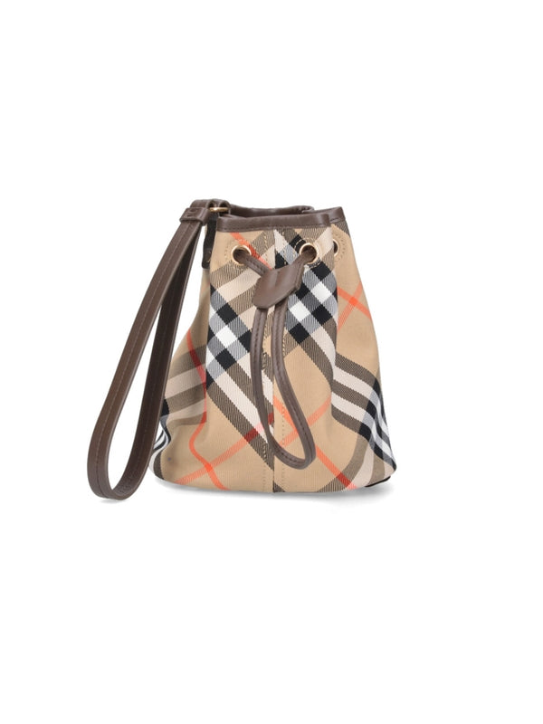 Check Pattern Drawstring Bucket Bag