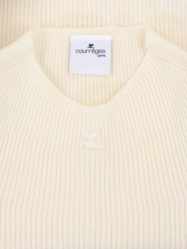 Courrèges - Logo Wool Blend Short Sleeve Knit - Jente