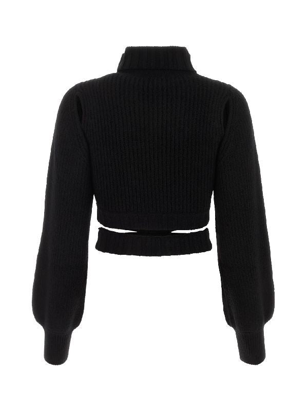 Cut-out Waist High-neck Sweater