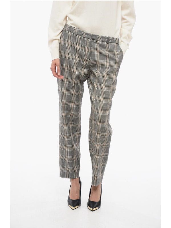 Check Pattern Wool Blend Tailored Pants